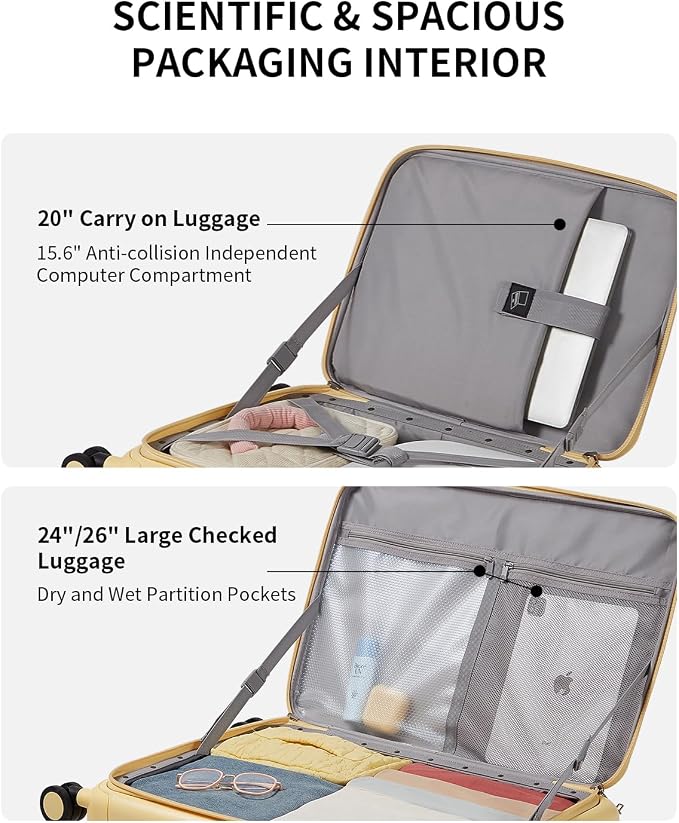 aji Expandable Top Opening 24 Inch Checked Luggage - Image 5