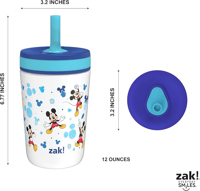 Zak Designs Disney Kelso Toddler Cups For Travel or At Home, 12oz Vacuum Insulated Stainless Steel Sippy Cup With Leak-Proof Design is Perfect For Kids (Mickey Mouse) - Image 8