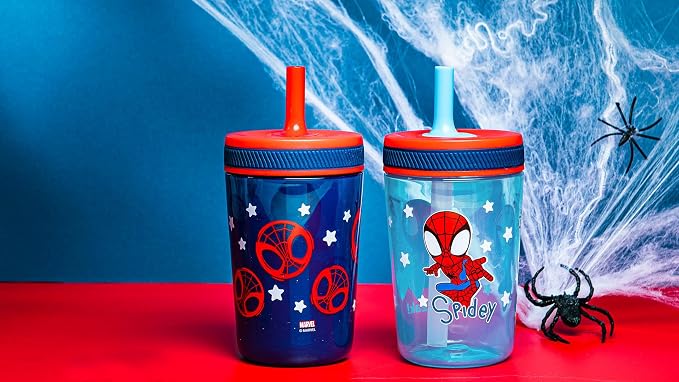 Zak Designs Marvel Spider-Man Kelso Toddler Cups for Travel or at Home, 15oz 2-Pack Durable Plastic Sippy Cups with Leak-Proof Design is Perfect for Kids (Spidey and His Amazing Friends) - Image 9