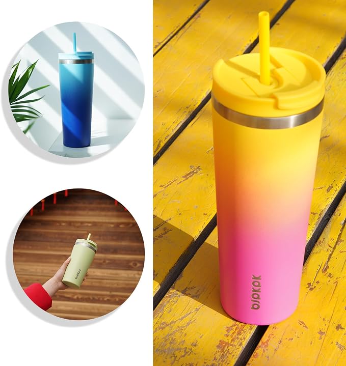 BJPKPK 26oz Insulated Tumbler With lid And Straw Stainless Steel Tumblers Travel Coffee Mug Reusable Thermal Cup,Black Leopard - Image 6