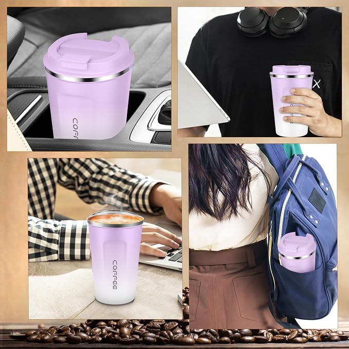 CS COSDDI 12 oz Stainless Steel Vacuum Insulated Tumbler - Coffee Travel Mug Spill Proof with Lid - Coffee Cups for Keep Hot/Ice Coffee,Tea and Beer - Image 6