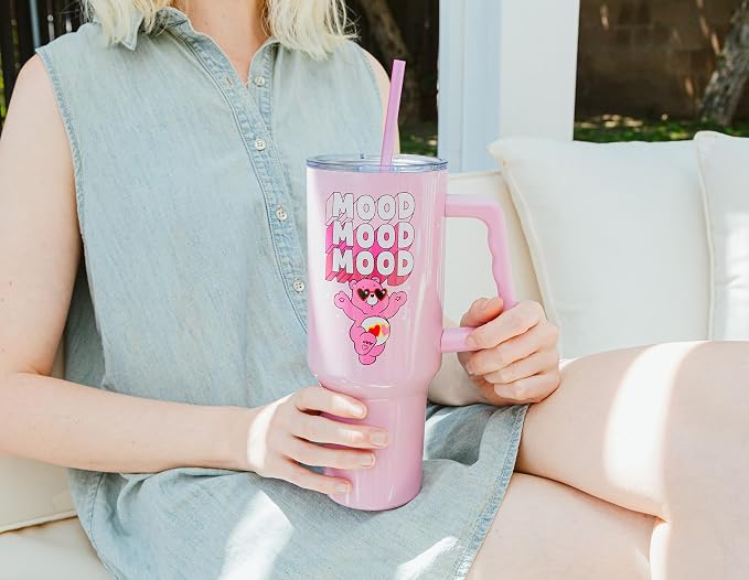 Silver Buffalo Care Bears “Mood” Double Walled Stainless Steel Tumbler with Handle Featuring Love-A-Lot Bear, Fits in Standard Cup Holder, 40 Ounces - Image 6