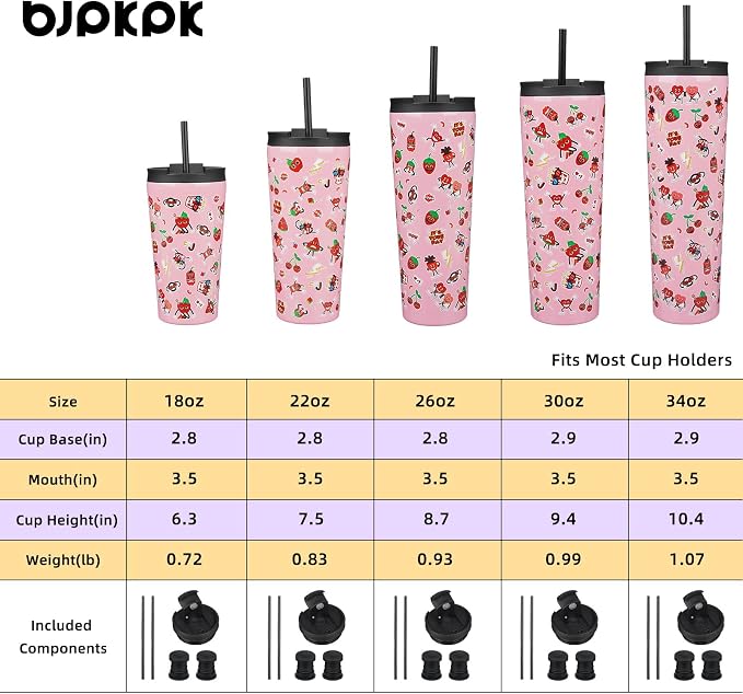 BJPKPK 18oz Stainless Steel Insulated Tumbler With lid And Straw Travel Coffee Thermal Tumblers Cup For Women And Men,Passionate Pink - Image 4