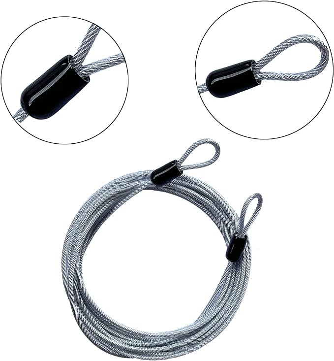 30FT 3mm Outdoor Travel Long Security Cable Lock, Braided Steel Coated Safety - Image 2