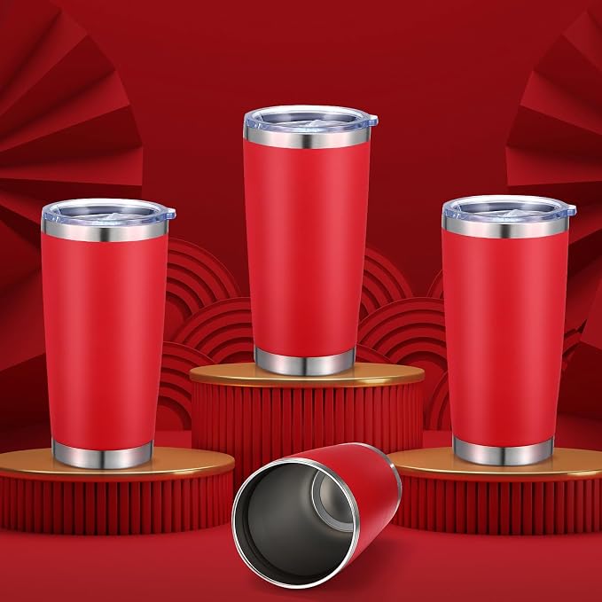 Sieral 36 Pack Stainless Steel Tumblers Bulk with Lids Double Wall Vacuum Insulated Coffee Cups Blank leakproof Powder Coated Tumblers for Engraving Wedding Graduation Party Favors(20 oz,Red) - Image 6