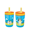 Zak Designs 15oz Bluey Kelso Tumbler Set, Leak-Proof Screw-On Lid with Straw Made of Durable Plastic and Silicone, Perfect Bundle for Kids, 2 Count (Pack of 1) by ZakDesigns