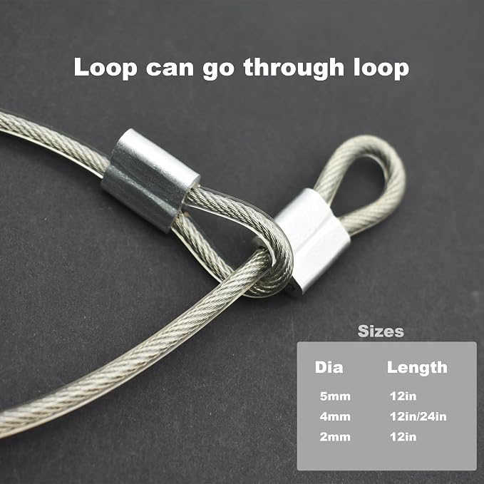 10 Pcs 5mm Wire 12 inch Vinyl Coated Stainless Steel Cable - Image 2