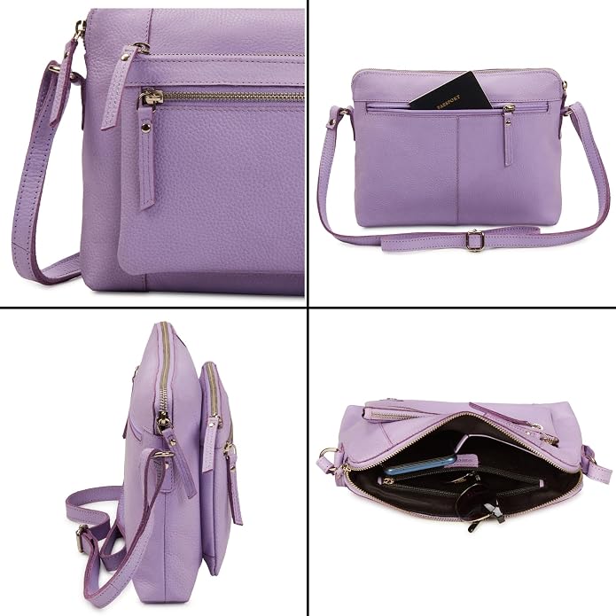 Wise Owl Accessories Small Soft Pebbled Real Leather Crossbody Handbags Purses - Image 5