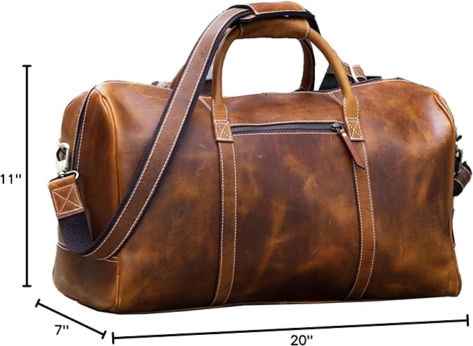 KomalC Leather Duffel Bags for Men and Women Full Grain Leather Travel - Image 8