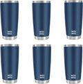 WETOWETO 20oz Tumbler, Stainless Steel Vacuum Insulated Coffee Travel Mug, Double Wall Powder Coated Insulated Coffee Mug Travel Mug with Lid Thermal Cup for Outdoor, Navy Blue, 6 Pack by Wetoweto