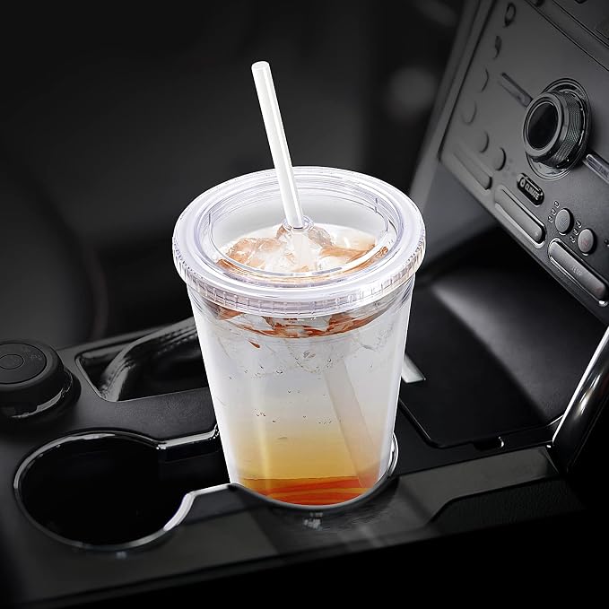 Zukro Clear Acrylic Tumbler with Straw and Lid 32 oz, Double Walled Insulated Reusable Plastic Iced Coffee Cup, To Go Cup Perfect for Parties, Birthdays, Fit in Cupholder, BPA Free, Red & Blue 2 Pack - Image 9