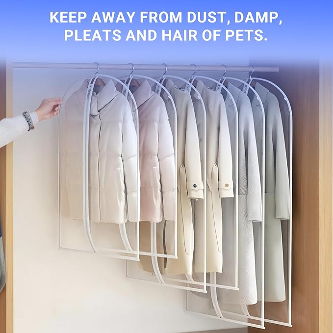 Garment Bags for Hanging Clothes 24'' x 40'' Coat Covers for Closet Foldable - Image 7