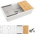 Dcolora 30 Inch White Kitchen Sink Granite Composite Workstation Undermount by Dcolora