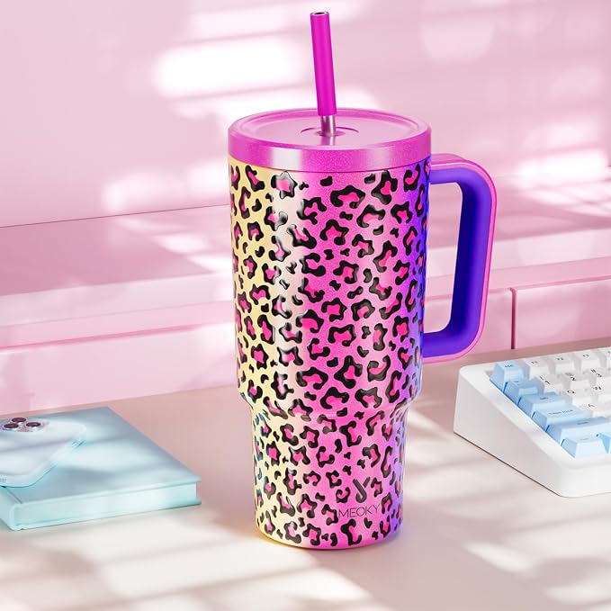 Meoky 30 oz Tumbler with Handle, Tumbler with Lid and Straw, Insulated Stainless Steel Travel Mug, 100% Leak-proof, Cupholder Friendly, Keeps Cold for 24 Hours or Hot for 8 Hours (Celebration) - Image 8