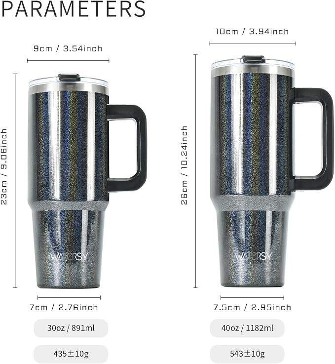 30 oz Shiny Tumbler with Handle,Tumbler with Lid and Straw,Double Wall Insulated Cup Stainless Steel Travel Mug(Cold for 34 Hours),Water Bottle for Iced Tea,Coffee,Cold Beverages(Black) - Image 8