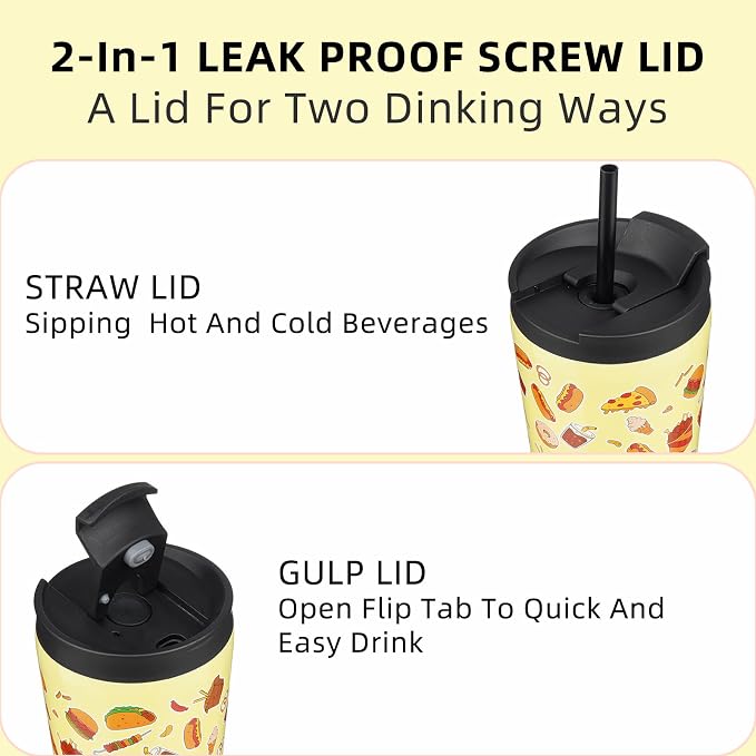 BJPKPK 34oz Skinny Tumbler With lid And Straw Stainless Steel Travel Coffee Mug Insulated Tumblers Cups,Yummy - Image 3