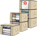 Fab totes 6 Pack Clothes Storage, Foldable Thick Fabric Blanket Storage Bags by Fabtotes