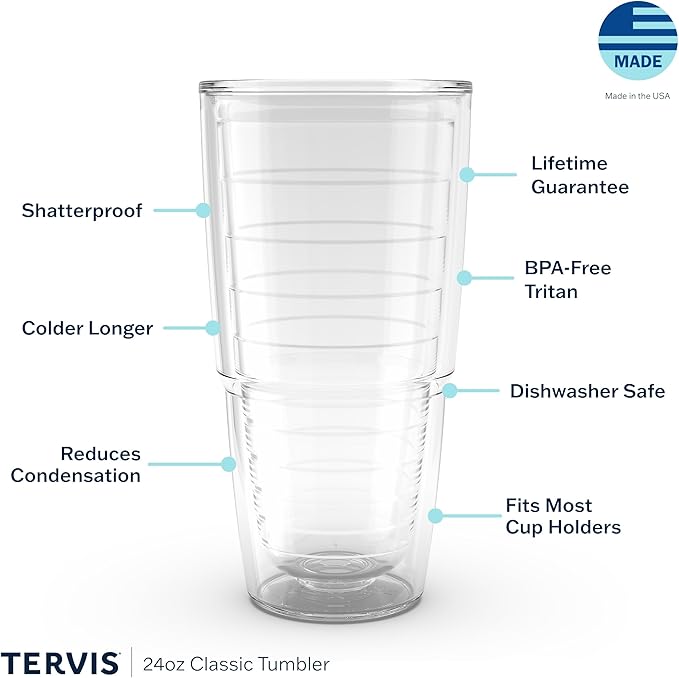 Tervis Clear & Colorful Tabletop Made in USA Double Walled Insulated Tumbler Travel Cup Keeps Drinks Cold & Hot, 24oz, Quartz - Image 3