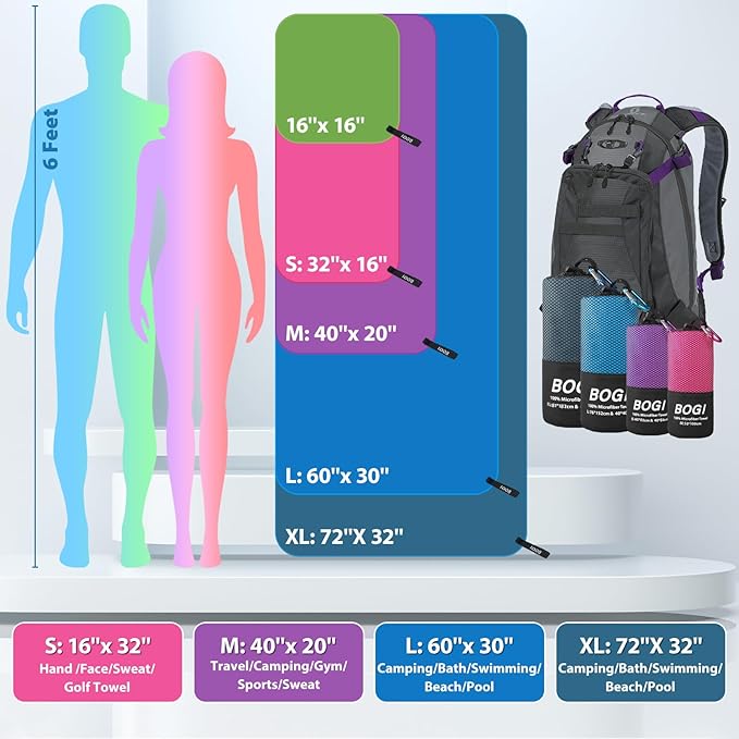 BOGI Microfiber Travel Sports Towel-Quick Dry, Soft Lightweight, Compact Towel - Image 3