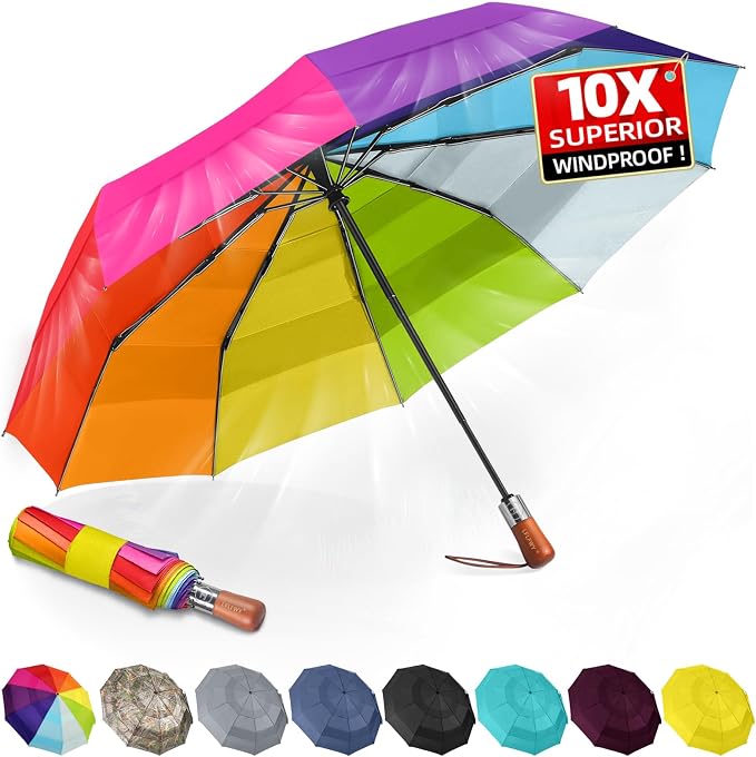 3T Wind Armor Travel Umbrella Compact Easy Auto Open Close Folding Umbrellas - Image 8