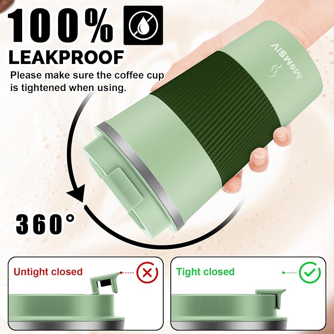 MOMSIV 17oz Travel Mug, Insulated Coffee Cup with Leakproof Lid, Vacuum Stainless Steel Double Walled Reusable Tumbler for Hot and Cold Water Coffee and Tea In Travel and Car - Image 4
