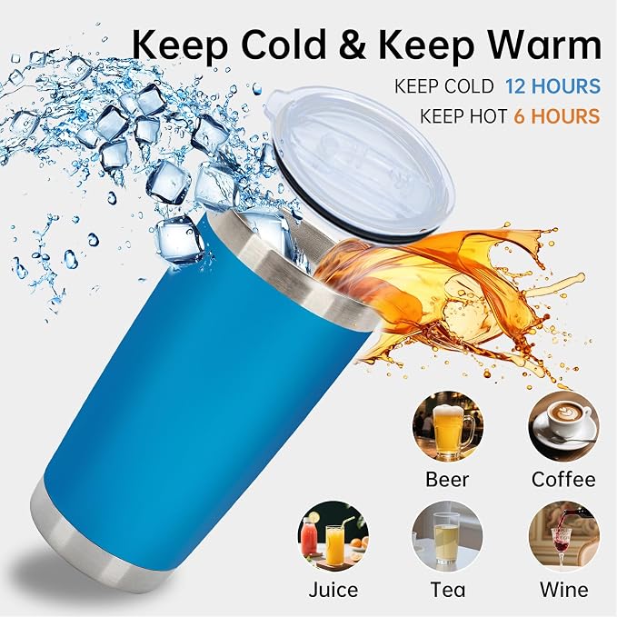 IEOVIEE 32 Pack, 20oz Stainless Steel Bulk Tumblers with Lids and Straws, Double Wall Insulated Travel Coffee Mug, Durable Powder Coated Tumbler Bulk Cup for Cold and Hot Drinks (Light Blue) - Image 6