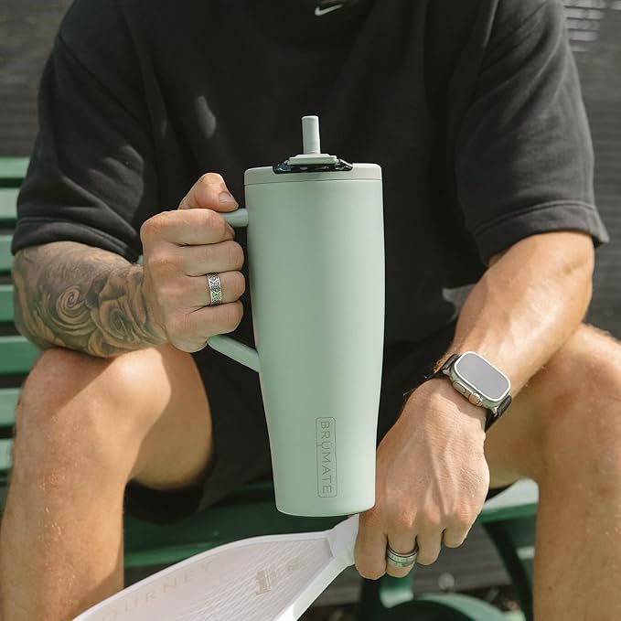 BrüMate Era Flip 40oz Tumbler with 100% Leakproof Covered Straw Lid | Hygienic Covered Straw | Insulated Stainless Steel Water Bottle with Handle | Cup Holder Friendly | BPA-Free (Nightfall Blue) - Image 5