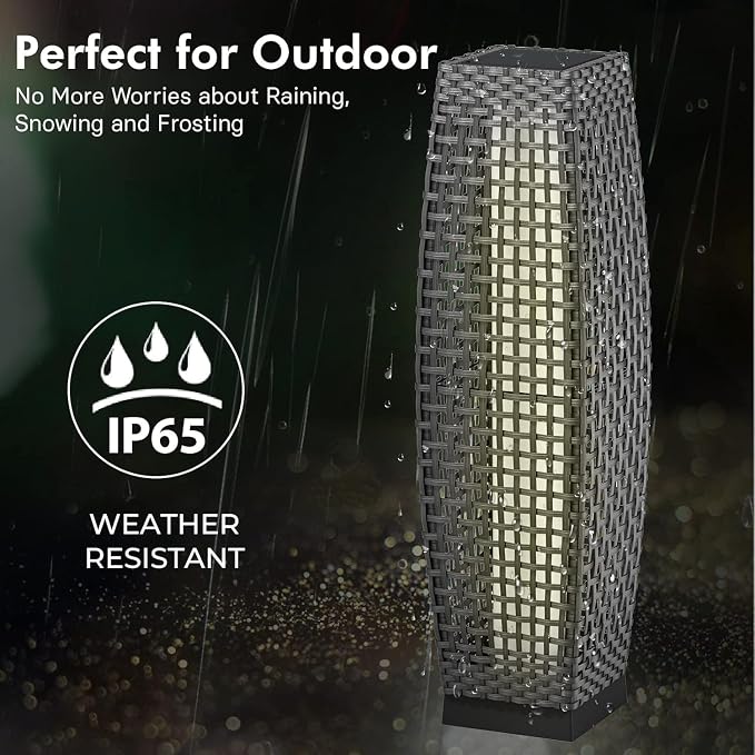 Grand patio Solar Outdoor Floor Lamp Water-Resistant Wicker Deck Lantern Light - Image 8