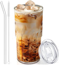 Luiaiog 18.5oz Glass Cups with Lids and Straws – Single Reusable Tumbler, Thickened Shatter-Resistant Glass, Ideal for Iced Coffee, Smoothies, Cocktails, Juices – Elegant & Durable Drinkware by Luiaiog