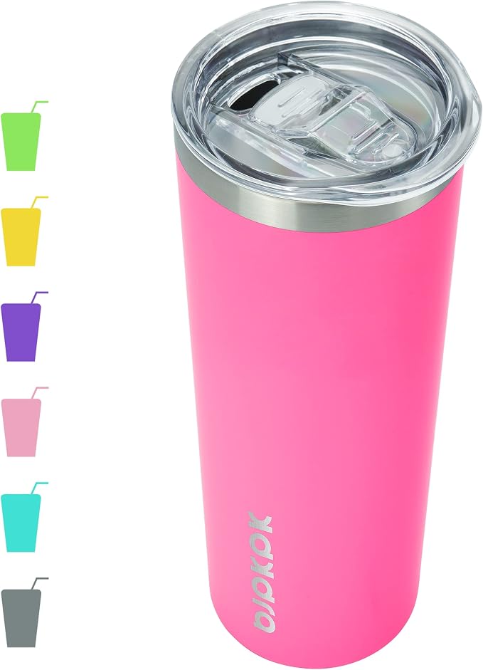 BJPKPK 20 oz Skinny Tumbler with Lid Slim Insulated Travel Coffee Cup Stainless Steel Thermal Mug,Pink by BJPKPK