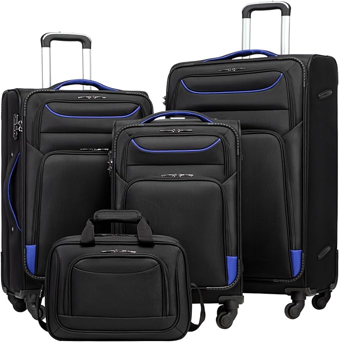 Coolife Luggage 4 Piece Set Suitcase TSA Lock Spinner Softshell lightweight by COOLIFE