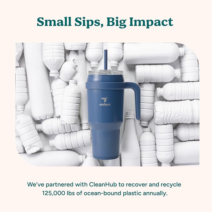 REDUCE 40 oz Stainless Steel Tumbler with Handle - Dual-Wall Vacuum Insulated Travel Mug, Sweat-Proof Lid & Reusable Straw - Keeps Drinks Cold for 24 Hrs, Fits Cupholders, Dishwasher Safe - Sangria - Image 8
