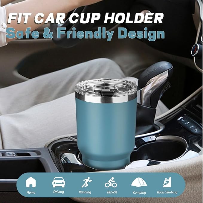 30 oz Tumbler with Lids and Straws, Stainless Steel Insulated Coffee Tumbler, Double Wall Vacuum Insulated Travel Mug Cup, Leakproof Thermal Coffee Cup for Hot and Cold Drinks (Azure Blue) - Image 6