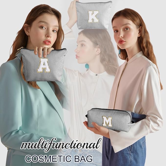YOOLIFE Initial Makeup Bag for Women, Travel Cosmetic Bag - Image 2