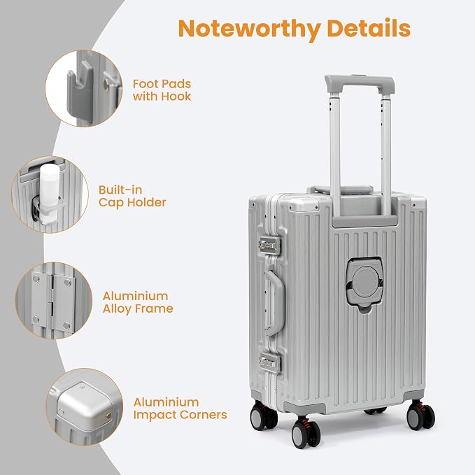 Carry On Luggage 22x14x9 Airline Approved, Zipperless Luggage Carry On - Image 5