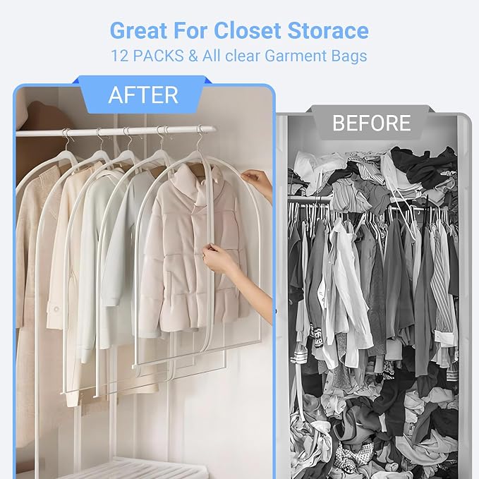 Garment Bags for Hanging Clothes 24'' x 40'' Coat Covers for Closet Foldable - Image 6