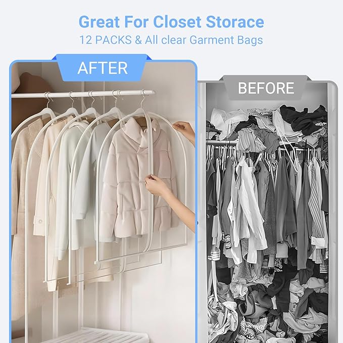 Garment Bags for Hanging Clothes 24'' x 54'' Coat Covers for Closet Foldable - Image 2