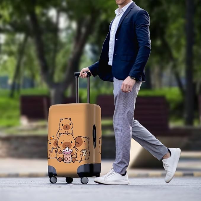 Milk Tea Capybara Luggage Cover Fit 30-32 Inch Universal Thickness Suitcase - Image 3