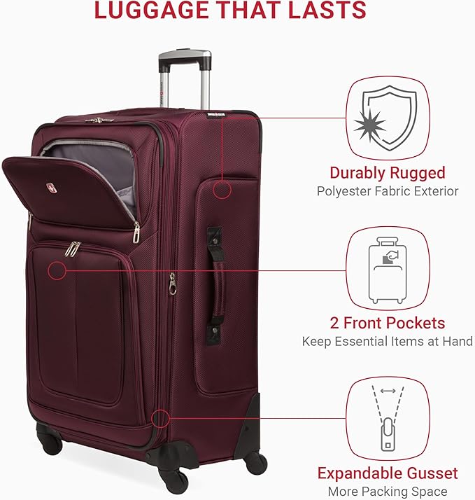 SwissGear Sion Softside Expandable Luggage – Large Checked Suitcase - Image 4