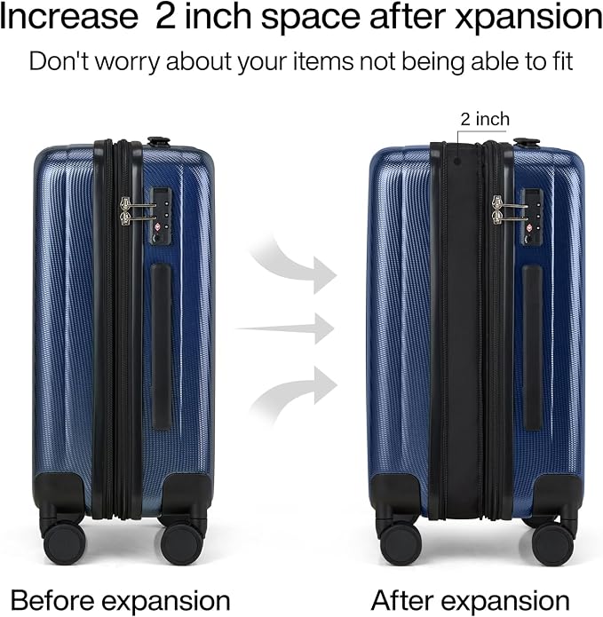 Hanke 20 Inch Expandable Carry on Luggage 22x14x9 Airline Approved Lightweight - Image 3