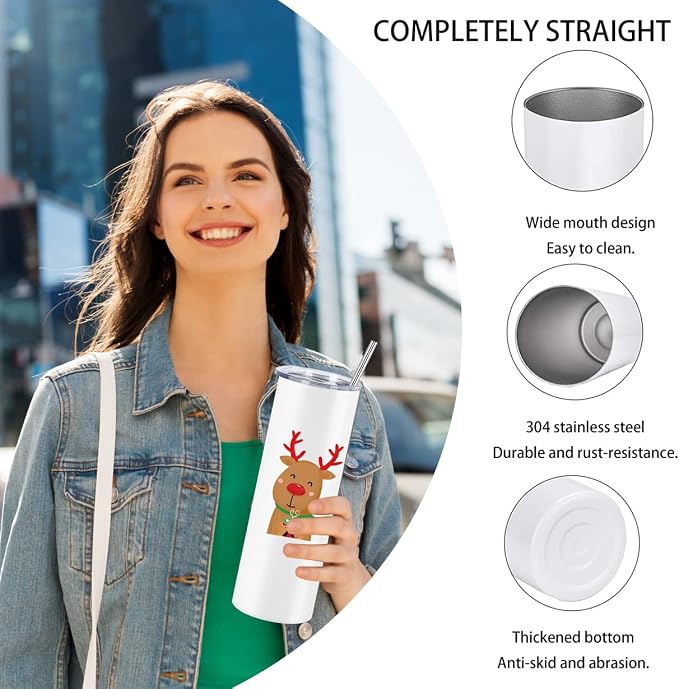 12 Pack 20 Oz Straight Skinny Tumblers,Individually Gift Boxed Stainless Steel Slim Skinny Tumbler Set Bulk, 20 Oz Insulated Slim Thin Travel Tumbler Cup for Diy, White - Image 4