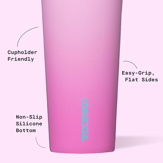 Corkcicle Classic Tumbler - Keeps Drinks Cold 9 Plus Hours - Triple Insulated Stainless Steel Drink Tumbler - Sliding Lid - Summer Drinkware Gift - Keeps Drinks Ice Cold - 24 oz - Pink Pop - Image 4