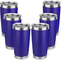 20oz Stainless Steel Tumbler Bulk with Lid, Travel Mug - Double Wall Vacuum Powder Coated Cup - Dark Blue, 6 Pack by Unknown