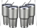 MEWAY 30oz Insulated Tumbler With Lids and Straws,Stainless Steel Double Vacuum Coffee Tumbler Cup, Brush, Durable Powder Coated Coffee Cup for Cold & Hot Drinks, Office, Travel(Cold Grey,4 PACK) by MEWAY