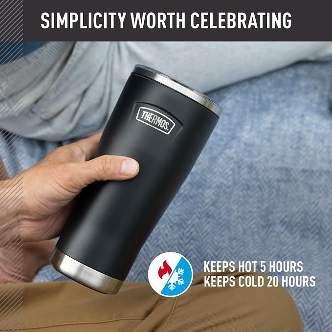 THERMOS ICON SERIES, Stainless Steel Tumbler with Slide Lock, 18 Ounce, Melon - Image 3