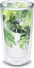 Tervis Yao Cheng Green Crystal Made in USA Double Walled Insulated Tumbler Travel Cup Keeps Drinks Cold & Hot, 16oz, Philodendron by TervisTumblerCompany