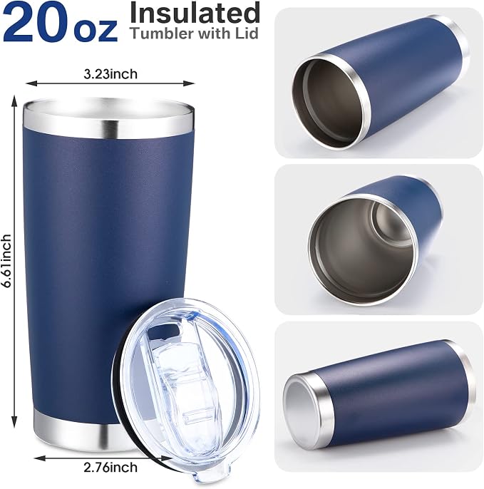 Sieral 36 Pack Stainless Steel Tumblers Bulk with Lids Double Wall Vacuum Insulated Coffee Cups Blank leakproof Powder Coated Tumblers for Engraving Wedding Graduation Party Favors(20 oz,Navy) - Image 2