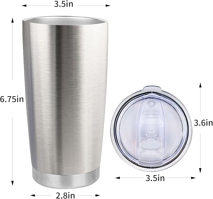 20oz Stainless Steel Tumbler Bulk with Lid, Travel Mug - Double Wall Vacuum Powder Coated Cup - Stainless steel, 12 Pack - Image 4