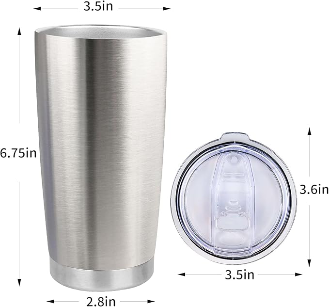 20oz Stainless Steel Tumbler with Lid, Travel Mug - Double Wall Vacuum Powder Coated Cup - Stainless steel, 1 Pack - Image 4