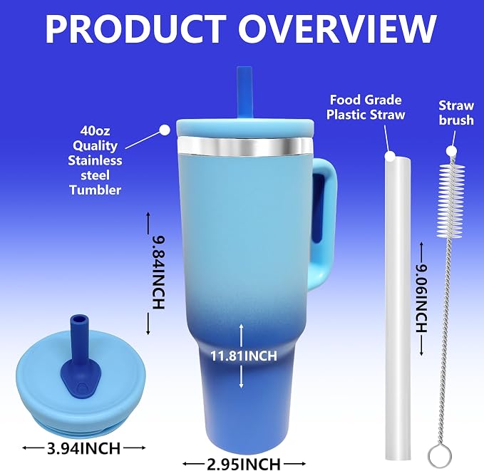 40-OZ Insulated Water Bottle,Insulated Stainless Steel Tumbler,Reusable Cold Drink Thermos,BPA-Free, Double-Wall Stainless Steel Water Bottle (Royal Blue, 40, Fluid Ounces) - Image 2